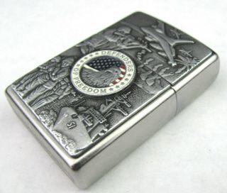 DEFENDERS OF FREEDOM Zippo Lighter US Army Air Force American Eagle Emblem 3