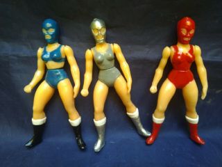 Lady Mexican Wrestlers K.  O.  Knock Off Pack Of Action Figures Made In Mexico 5 "
