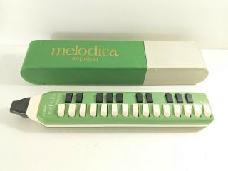 Vintage Hohner Melodica Soprano 25 Key Pianica W/ Green Case Made In Germany