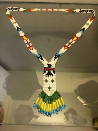 Folk Art Vintage American Native Indian Beaded Necklace Costume Jewellery