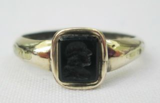 Georgian Antique Rolled Gold Bloodstone Intaglio Seal Signet Ring Size O C1820