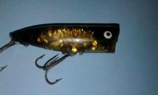 Heddon Chugger Spook - Rare Color Black With Gold Insert Top Water Bait