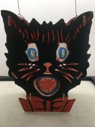 Vintage Antique Halloween Black Cat Lantern Ca.  1950s
