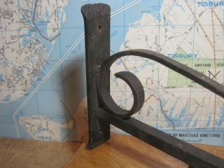 Vintage Wrought Iron Spade Tip Wall Sign Holder Heavy Bracket 2