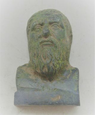 Circa 200 - 300ad Ancient Roman Bronze Statue Fragment Bust Of Senatorial Figure