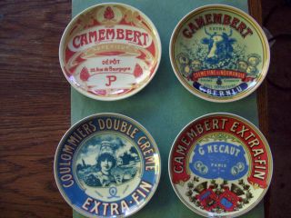Vintage Paris Cheese - Camembert Extra - Fin Bia Cordon Bleu Set Of 4 Plates
