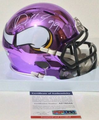 Danielle Hunter Signed Autographed Minnesota Vikings Chrome Mini Helmet Psa/dna