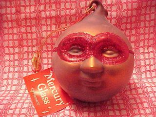 Vtg Dept 56 Cirque Du Soleil Red Mask Man In Moon Mercury Glass