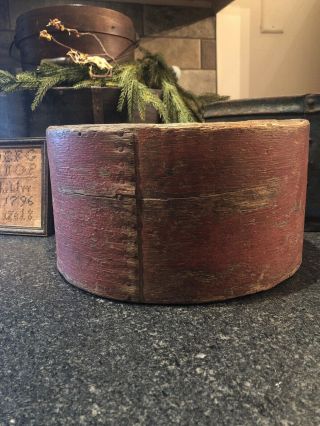Primitive Antique Old Red Paint Wood Measure Box