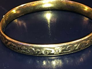 Vintage Marathon Gold Filled Hinged Bangle Bracelet 12k Gf