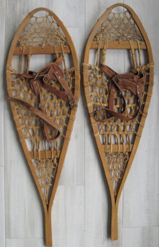 Vintage Wooden Snowshoes Bastien Huron Village 11 X 36 Size Cabin Decor