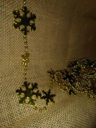 Christmas Garland Vintage Molded Snowflake Gold Beads 6 Strands 624 Inches