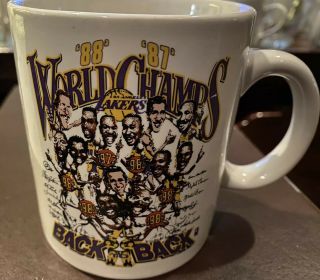 Vintage Nba Los Angeles Lakers World Champions Back To Back 1987 - 88 Cup Mug