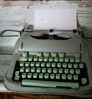 Vintage Hermes 3000 Typewriter In Cursive Script Font Seafoam Green Repair Parts