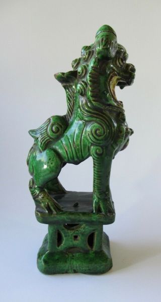 Ming Dynasty Chinese Sancai Green Red Yellow Foo Lion on Base and Incense Burner 3