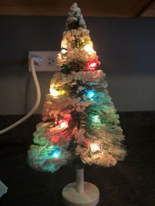 Vintage Flocked,  Bottle Brush,  Colorfully Lighted Holiday Tree