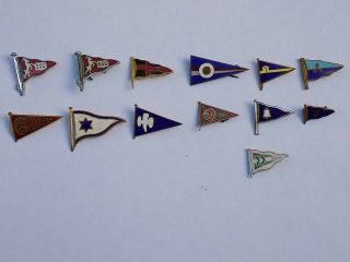 13 X Vintage Pennant Burgee Flag Badges Norfolk Broads Sailing Yacht Clubs