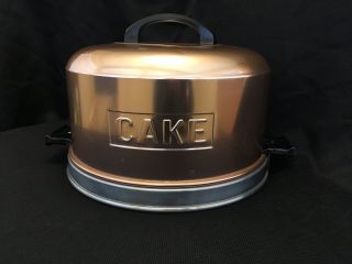 Vintage Kromex Cake Carrier Spun Aluminum Pink Copper