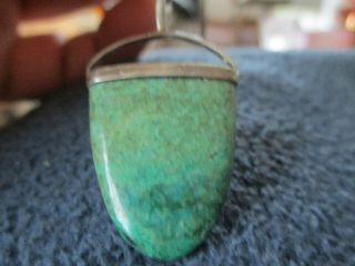 Vintage Sheild Shape Stone Pendant In Sterling Silver With 16 " Chain
