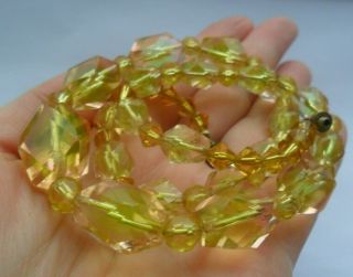 Vintage Old Jewellery Art Deco Glass Beads Necklace Faceted Uranium ? Bi Colour