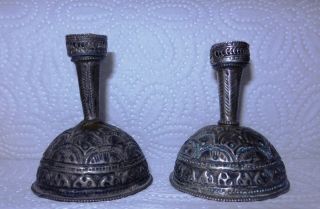 Jewish Judaica Antique Silver Candlesticks 