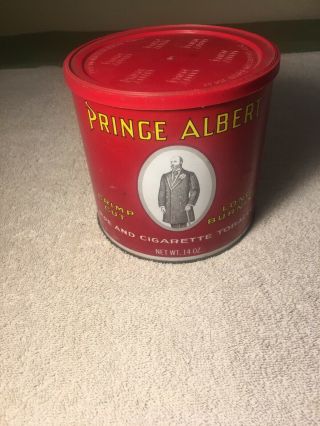 Vintage Prince Albert Round Metal Tobacco Can Tin With Lid