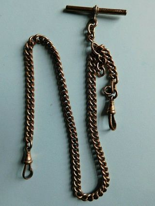 Antique Rolled Gold I.  P 1/40 Pocket Watch Albert / Chain,  Matched Bar And Clips