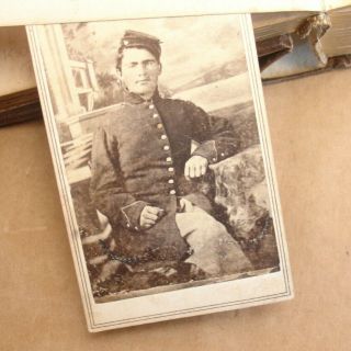 Antique Cdv Photo Album,  Civil War Soldiers,  Id 