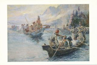Vintage Postcard 1980s Lewis And Clark On The Lower Columbia 1905 Western Paint