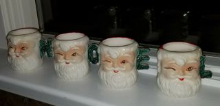 Vintage 1950s Winking Santa Noel Mugs By Commodore Japan Christmas