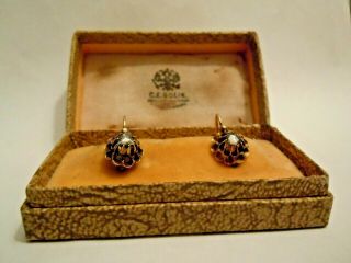 Very Rare Imperial Russian Diamond 56 Gold Earrings,  By Faberge Design 1914 - 17th