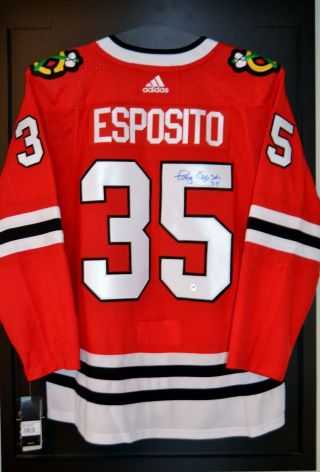 Tony Esposito Chicago Blackhawks Signed Adidas Hockey Jersey