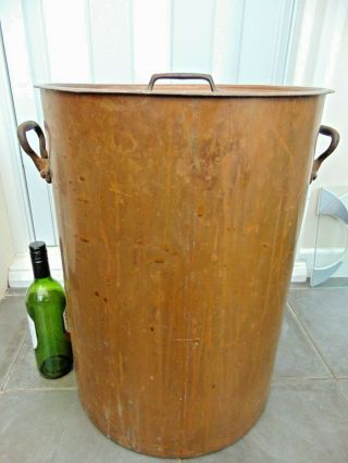 Huge Tall Antique French Copper Lidded Stock Stew Pot Pan Of Dehillerin Quality
