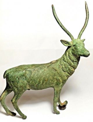 , Intact,  Rare,  Museum Quality Ancient Greek Bronze Statue Deer 170.  4mm