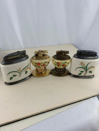 4 Vintage Ronson Table Lighters - Two Leona & Two Minerva