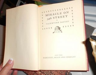 Miracle On 34th Street Valentine Davies Hardcover Book Harcourt Red Hardcover