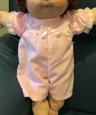 Cabbage Patch Kids Vintage Coleco Pink & White Striped Romper With Lace Trim Euc