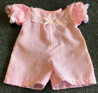 Cabbage Patch Kids Vintage Coleco Pink & White Striped Romper With Lace Trim EUC 2