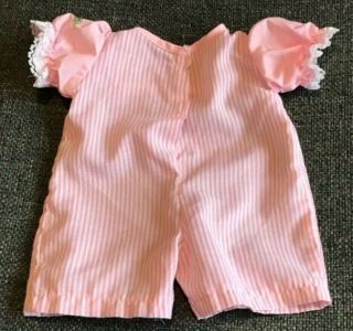 Cabbage Patch Kids Vintage Coleco Pink & White Striped Romper With Lace Trim EUC 3