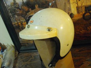 Vtg 70s Bell Rt Magnum Toptex Motorcycle Car Racing White Helmet W/ Visor 7