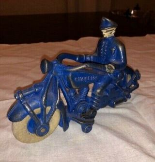 Champion Police Mortorcycle - Antique Hubley Large Size Cast Iron Toy