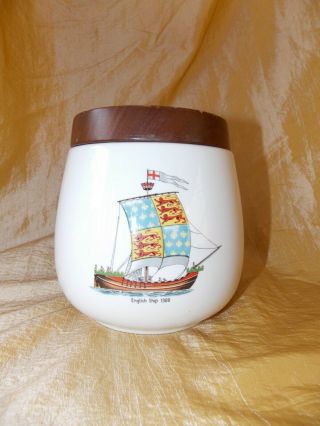 Vintage Whitecross Tobacco Jar English Sailing Ships Porcelain Tabac Container