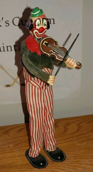 Mechanical Happy The Violinist Clown Antique Wind Up Toy – Tps Marked