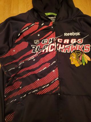 Chicago Blackhawks Reebok NHL Center Ice Play Dry Full Zip black Sweatshirt M 3