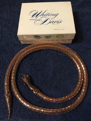 Vintage Whiting And Davis 42” Copper Mesh Necklace/ Belt
