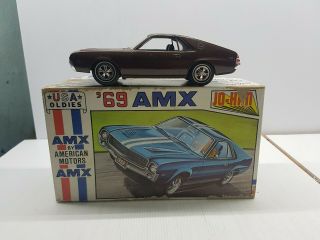 Jo - Han 1969 Amx Car 1:25 Scale Model Kit Box Built 1974 Vintage Usa Oldies Brown