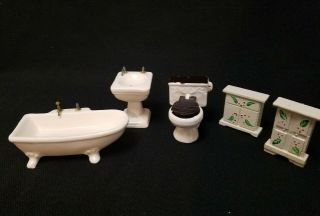Vintage Miniature Dollhouse Porcelain Bathroom