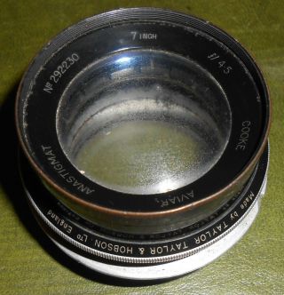 Vintage Cooke Aviar Anastigmat 7 Inch F/4.  5 Camera Lens