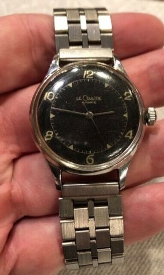 Vintage Jaeger Lecoultre Military Black Dial Automatic Mens Wristwatch Watch Old
