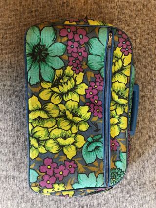 Vintage Floral Childs Suitcase Luggage Overnight Retro 60s - 70s Made In Japan